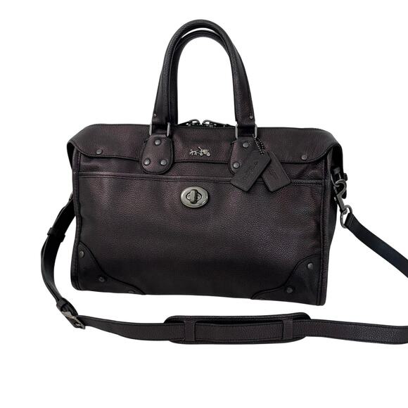 COACH Rhyder Leather Satchel Tote Bag Metallic Two-Tone Bronze Carryall 33739 - Picture 1 of 15